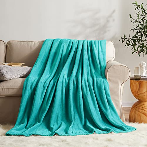 KMUSET Fleece Blanket Throw Size Teal Lightweight Super Soft Cozy Luxury Bed Blanket Microfiber Lightweight Blanket