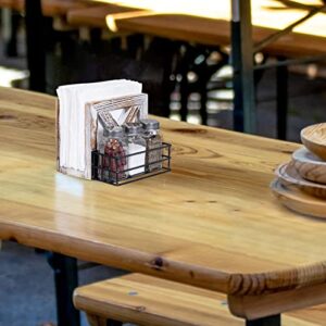 CZMIYRPY Wooden Farmhouse Napkin Holder - White Rustic Napkin Holder for Salt and Pepper Shakers for Table, Napkin Caddy for Table, Kitchen, Wedding, Party