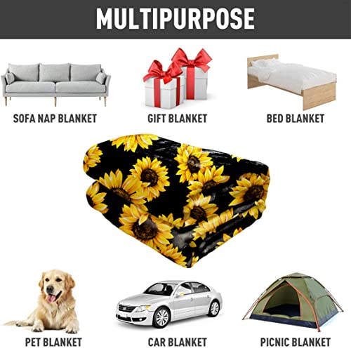 YISUMEI Sunflower Blanket One Sided Print Throw Blanket Soft Warm Fluffy Lightweight for Baby Gift 50"x60"