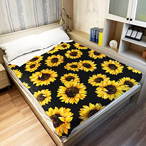 YISUMEI Sunflower Blanket One Sided Print Throw Blanket Soft Warm Fluffy Lightweight for Baby Gift 50"x60"