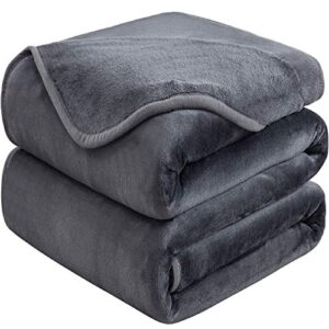 soft queen size blanket for all season warm fuzzy microplush lightweight thermal fleece summer autumn fall winter spring blankets for queen full bed couch sofa,90x90 inches,dark gray