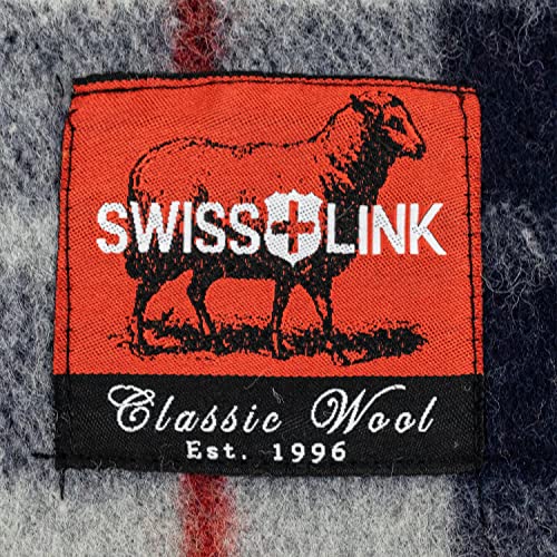 swiss link Military Surplus 90 x 62 Inch Insulating Indoor Outdoor Stain, Flame, and Water Resisting Classic Wool Plaid Washable Throw Blanket, Brown