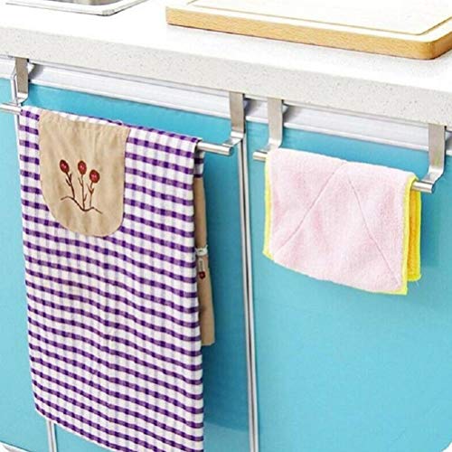 IMIKEYA Over Door Towel Bar Hooks Holders Less Steel Cabinet Cupboard Towel Hooks Shelf Towel Rack Kitchen Bathroom Organizer