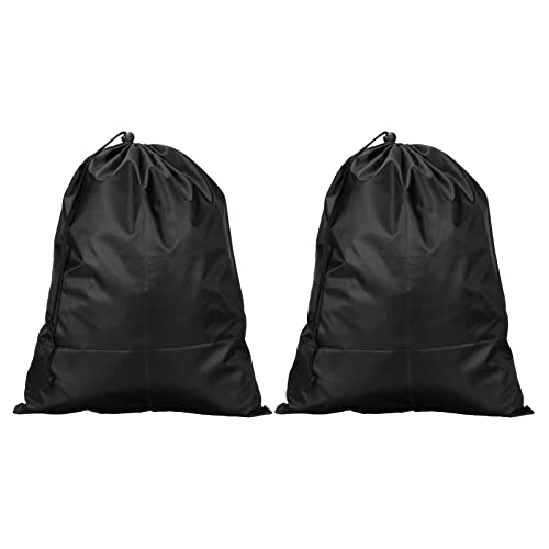 PATIKIL Clothes Storage Drawstring Bag, 2 Pack 15.7" Height Clothing Bedding Organizer Bags for Home Camping Travel, Black