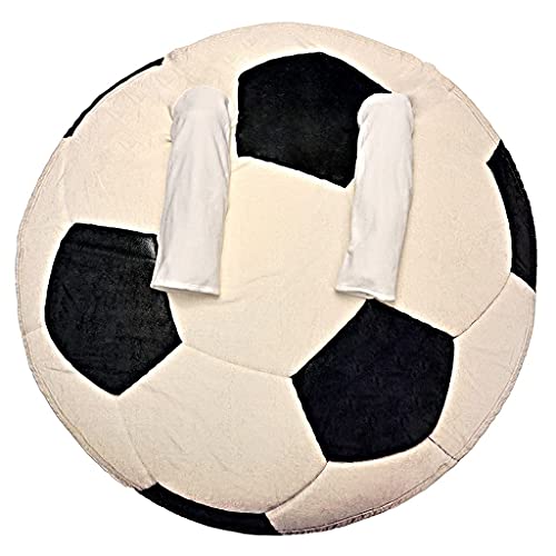 Soccer Ball Wearable Sleeved Round Arm Blanket 68" Diameter, Snuggle Up with Warm & Cozy Microfiber Flannel Novelty Robe Blanket, Indoor & Outdoor Use