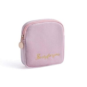 girl convenience sanitary plush storage bag, portable sanitary napkin storage bag makeup bag coin purse jewelry organizer(pink)