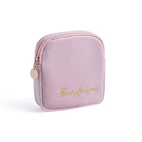 Girl Convenience Sanitary Plush Storage Bag, Portable Sanitary Napkin Storage Bag Makeup Bag Coin Purse Jewelry Organizer(pink)