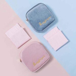 Girl Convenience Sanitary Plush Storage Bag, Portable Sanitary Napkin Storage Bag Makeup Bag Coin Purse Jewelry Organizer(pink)