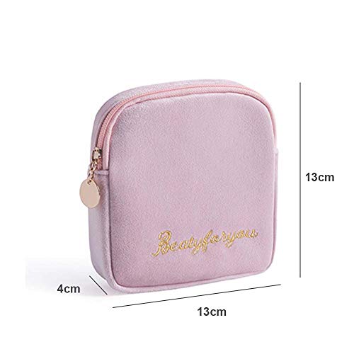 Girl Convenience Sanitary Plush Storage Bag, Portable Sanitary Napkin Storage Bag Makeup Bag Coin Purse Jewelry Organizer(pink)