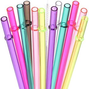 dakoufish 13" long reusable tritan replacement drinking straws for 40 oz,30 oz & 24 oz mason jar,tumblers, set of 12 with cleaning brush (13inch,7color)