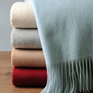 EP Mode 100% Pure Cashmere Throw Blanket for Sofa, Classic Design with Gift Box (Baby Blue)