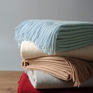 EP Mode 100% Pure Cashmere Throw Blanket for Sofa, Classic Design with Gift Box (Baby Blue)