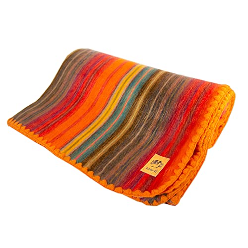 ALPAKITAS Alpaca Wool Soft Blanket | Queen Size Blanket | Cozy Throw Blanket, Lightweight, Breathable, Hypoallergenic, Premium Handmade | 87 x 64 inches (Orange)