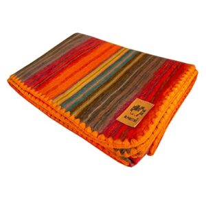 ALPAKITAS Alpaca Wool Soft Blanket | Queen Size Blanket | Cozy Throw Blanket, Lightweight, Breathable, Hypoallergenic, Premium Handmade | 87 x 64 inches (Orange)