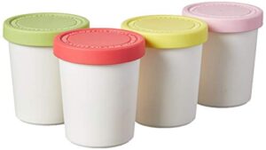 tovolo sweet treat, 6 oz. mini tubs set of 4, tight-fitting silicone lid, easy stacking reusable ice cream container, 6-ounces, assorted
