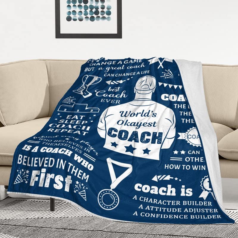 NIAXAYER Coach Gifts for Men Best Coach, Cheer Coach Gifts, Coach Appreciation Gift Flannel Throw Blanket 60"×50"