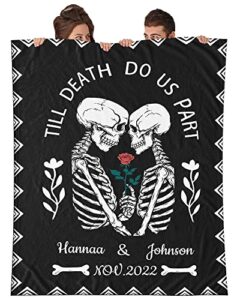 youltar boyfriend gifts gothic skeleton blanket personalized christmas couple gifts for him, unique birthday anniversary wedding gifts for boyfriend girlfriend i love you gift blanket for couples