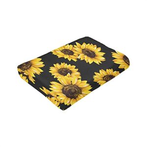 Yellow Sunflower Blanket Black Yellow Throw Blanket Yellow Sunflowers Printed Fleece Blanket Luxury Soft Lightweight Blanket for Bedroom Couch Sofa (50"x60")