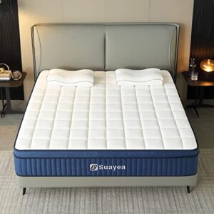 SUAYEA King Mattress, King Size Mattress in a Box, 12 Inch Hybrid Mattress King Size, Ultimate Motion Isolation with Gel Memory Foam and Pocket Spring, Medium Firm Mattress, Edge Support, CertiPUR-US