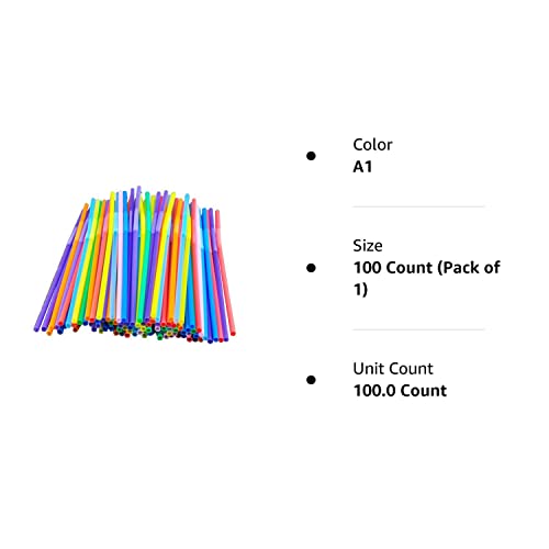 Colorful Extra Long Flexible Bendy Party Disposabl Drinking Straws, 100 Pieces