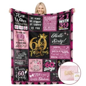 60th birthday gifts for women, 60th birthday gifts blanket with gift box, 60th birthday decorations women, 1963 60 year old birthday gifts ideas for women wife grandma mom throw blanket 60"x50"