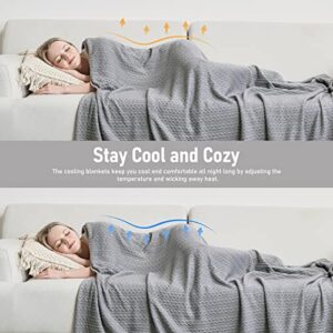 Wemore Cooling Blanket for Hot Sleepers, Summer Cool Blankets That Absorb Body Heat to Keep Cool on Hot Night, Ultra-Cool Lightweight Jacquard Blanket for Bed Sofa, Grey, Twin Size 60 X 80 Inches