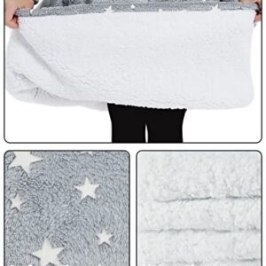 Wearable Blanket Hoodie Oversized Sherpa Blanket SweatshirtFlannel Blanket with Large Pocket Gift for Women Glow in the Dark Cute Star