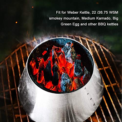 Outspark BBQ Whirlpool for Weber Kettle 22/26.75 WSM Smokey Mountain, XL Kamado,XL Big Green Egg, Stainless Steel Barbecue Charcoal Grill Accessories,Medium Size