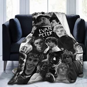 merohoro evan peters collage blanket (3 sizes), warm, lightweight & cozy, super soft & comfy flannel blanket, fleece blanket, microfiber anti-pilling plush blanket for couch, bed, sofa, 50"x40"