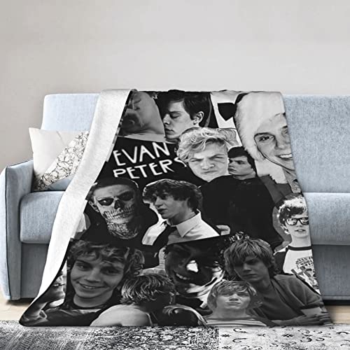 MEROHORO Evan Peters Collage Blanket (3 Sizes), Warm, Lightweight & Cozy, Super Soft & Comfy Flannel Blanket, Fleece Blanket, Microfiber Anti-Pilling Plush Blanket for Couch, Bed, Sofa, 50"x40"