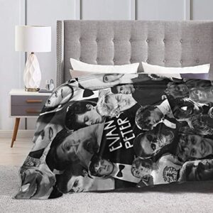 MEROHORO Evan Peters Collage Blanket (3 Sizes), Warm, Lightweight & Cozy, Super Soft & Comfy Flannel Blanket, Fleece Blanket, Microfiber Anti-Pilling Plush Blanket for Couch, Bed, Sofa, 50"x40"