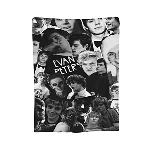 MEROHORO Evan Peters Collage Blanket (3 Sizes), Warm, Lightweight & Cozy, Super Soft & Comfy Flannel Blanket, Fleece Blanket, Microfiber Anti-Pilling Plush Blanket for Couch, Bed, Sofa, 50"x40"