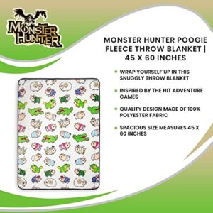 Monster Hunter Poogie Fleece Throw Blanket | Plush Soft Polyester Cover for Sofa and Bed, Cozy Home Decor Room Essentials | Fantasy Adventure Video Game Gifts for Adults, Teens | 45 x 60 Inches