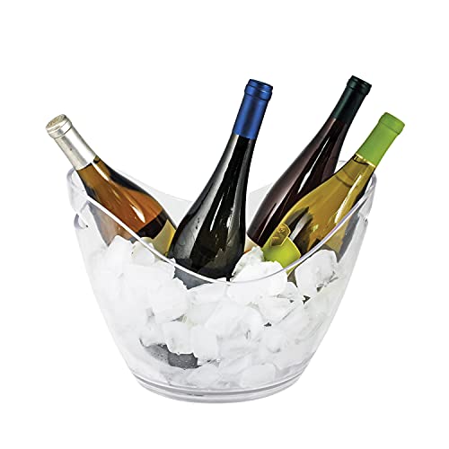 True Chill Clear Ice Bucket - Wine Buckets for Parties - 4 Bottle Capacity Champagne & Wine Acrylic Ice Bucket - 2 Gallon Plastic Ice Bucket Set of 1