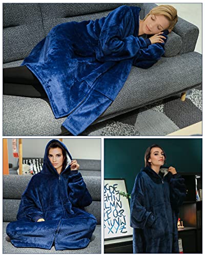 Oversized Wearable Blanket Hoodie,Unisex Sherpa Blanket, Super Soft Cozy Blanket Hoodie, Oversized Sweatshirt Size with Pocket for Adult Women Men