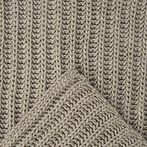 Chanasya Chunky Knit Fluffy Sage Green Throw Blanket - Contemporary Textured Super Soft Warm Cozy Plush Lightweight Acrylic Knitted Blanket for Couch Bed Sofa Chair Cover Living Bed Room - Sage