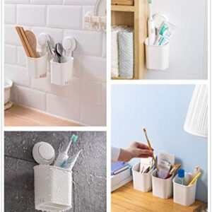 Bathroom & Kitchen Suction Cup Storage Basket Set Pack of 3 Wall Mounted Organizer for Toothbrush, Shampoo, Soap, Shower Caddy Drill-Free with Vacuum Suction Cup for Kitchen & Bathroom