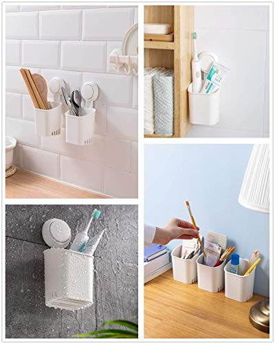 Bathroom & Kitchen Suction Cup Storage Basket Set Pack of 3 Wall Mounted Organizer for Toothbrush, Shampoo, Soap, Shower Caddy Drill-Free with Vacuum Suction Cup for Kitchen & Bathroom