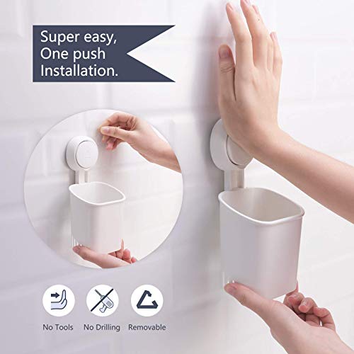 Bathroom & Kitchen Suction Cup Storage Basket Set Pack of 3 Wall Mounted Organizer for Toothbrush, Shampoo, Soap, Shower Caddy Drill-Free with Vacuum Suction Cup for Kitchen & Bathroom