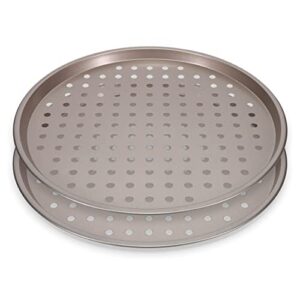 ultra cuisine perforated pizza pan with holes nonstick pizza pan for oven - round pizza pans - large pizza pan with holes - pizza baking pan pizza pan for oven - carbon pizza metal pan 13in (2-pk)