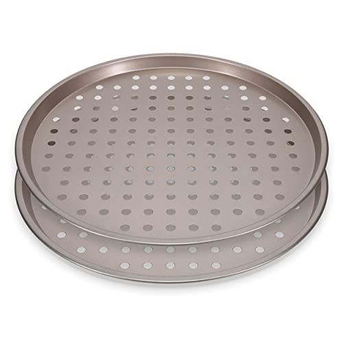 Ultra Cuisine Perforated Pizza Pan with Holes Nonstick Pizza Pan for Oven - Round Pizza Pans - Large Pizza Pan with Holes - Pizza Baking Pan Pizza Pan for Oven - Carbon Pizza Metal Pan 13in (2-pk)