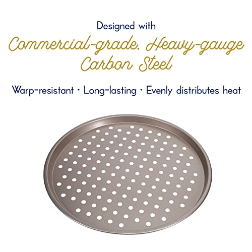 Ultra Cuisine Perforated Pizza Pan with Holes Nonstick Pizza Pan for Oven - Round Pizza Pans - Large Pizza Pan with Holes - Pizza Baking Pan Pizza Pan for Oven - Carbon Pizza Metal Pan 13in (2-pk)