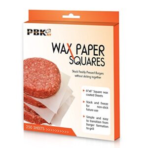 hamburger patty paper sheets, wax paper squares 250 pcs 6" x 6" non-stick