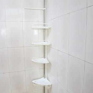 Shower Shelves Rack,4-Tier Bathroom Height 63" -118" Adjustable Telescopic Shower Shelf Shower Corner Rack