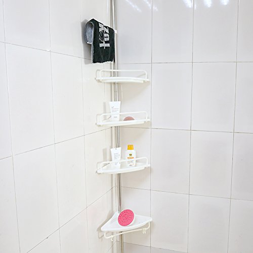 Shower Shelves Rack,4-Tier Bathroom Height 63" -118" Adjustable Telescopic Shower Shelf Shower Corner Rack