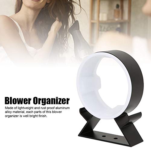 No Drilling Aluminum Alloy Material Hair Dryer Holder, Blower(9482BS matte black hair dryer)