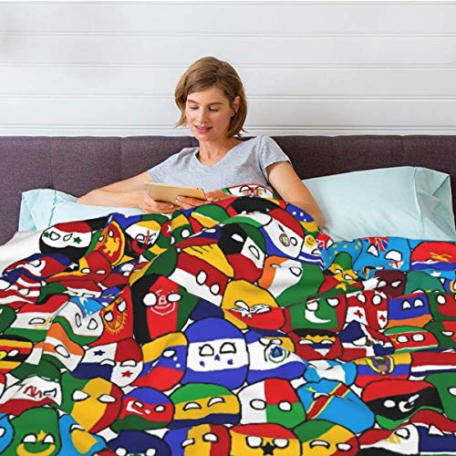 Hanayo Countryball Polandball World Map Flannel Fleece Throw Blanket Soft Cozy Lightweight Fluffy Microfiber Blanket All Season Fuzzy Plush Throw Blanket for Couch Bed Sofa 60"X50"