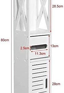 Bathroom Cabinet, Bathroom Storage Corner Floor Cabinet Modern White Wood Cupboard Shelf Tissue Storage Rack Toilet Towel Storage Shelf Organizer Cupboard Shelf , 31.5 x 6.1 x 5.9 in