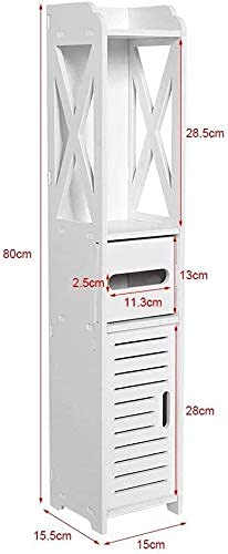 Bathroom Cabinet, Bathroom Storage Corner Floor Cabinet Modern White Wood Cupboard Shelf Tissue Storage Rack Toilet Towel Storage Shelf Organizer Cupboard Shelf , 31.5 x 6.1 x 5.9 in