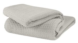 glamburg 100% cotton thermal blanket, breathable bed blanket king size, soft waffle blanket, king blanket, all season cotton blanket, light grey
